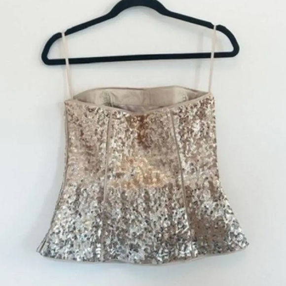 White House | Black Market NWT Ombre Mixed Metallic Sequin Bustier Size14 - Picture 3 of 4